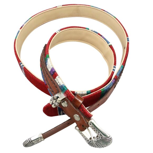 Leather Belt Multi Boho Southwestern Rustic Handcrafted Tribal Ethnic Artisanal - Picture 2 of 15